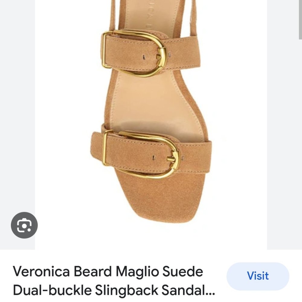 Veronica Beard Maglio Tan Buckle Strap Sandals with Gold Hardware - Picture 16 of 16